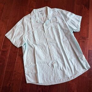 Izod Saltwater light blue striped button down shirt size XXL